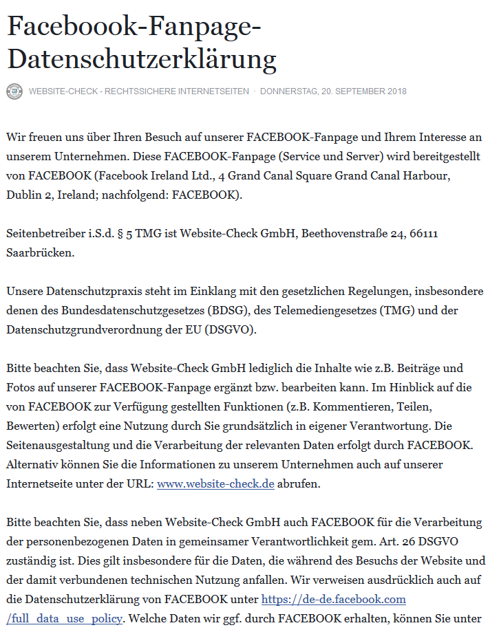 datenschutzerklärung dsgvo