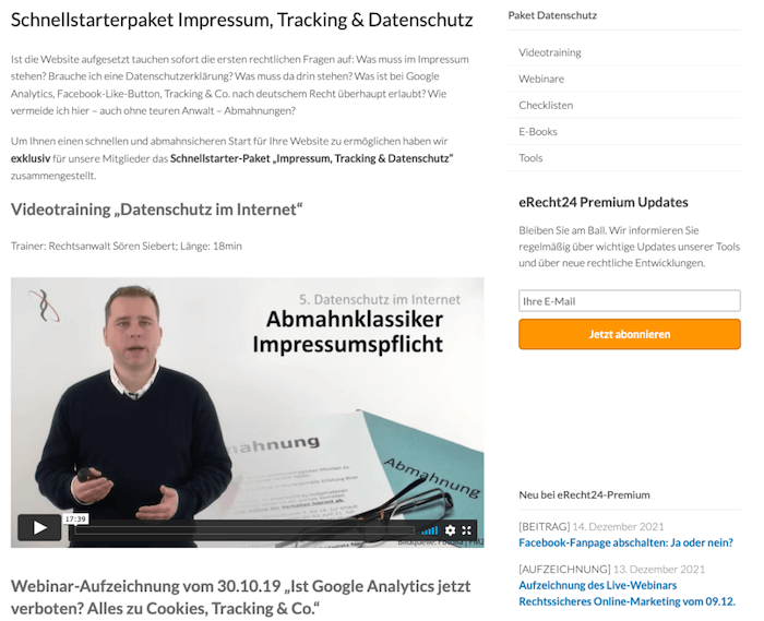 erecht24 datenschutzerklärung